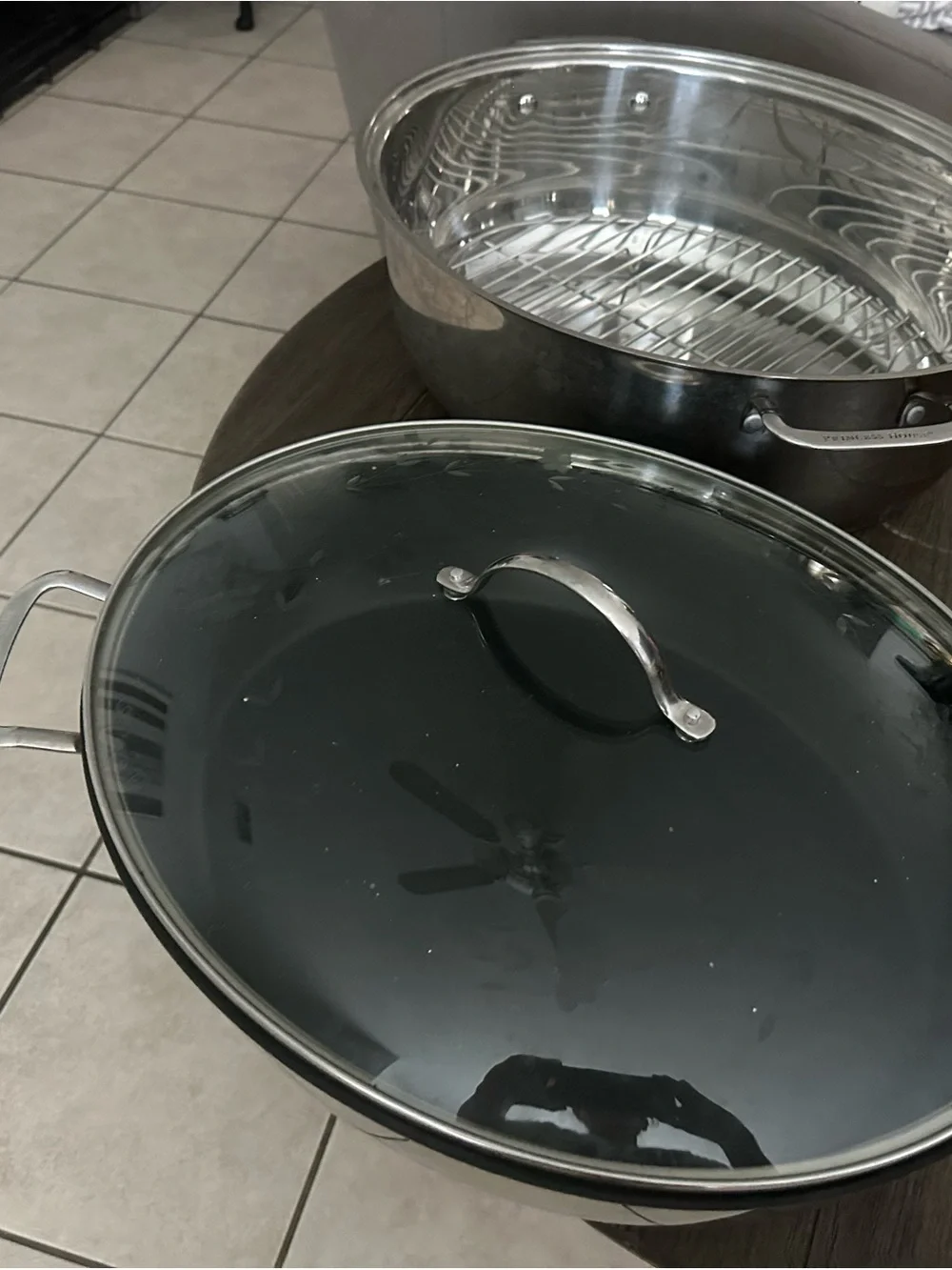 Stainless Steel Roasting Pan with Glass Lid - Silver